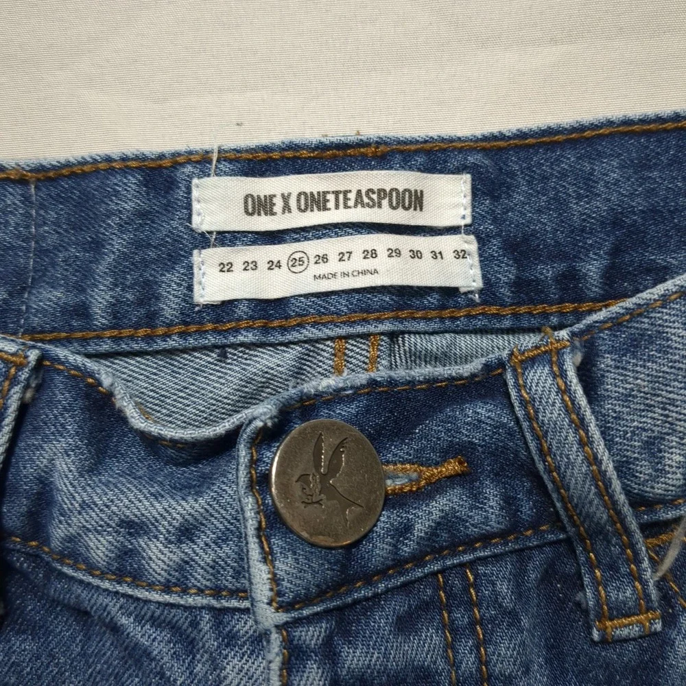 One Teaspoon High Waist Bonita Distressed Denim Shorts Blue Size 25 Button Fly